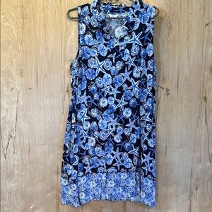 Crown & Ivy Blue and White V Neck Sundress